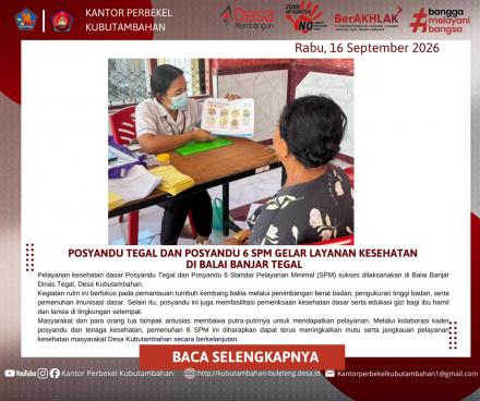 POSYANDU TEGAL DAN POSYANDU 6 SPM GELAR LAYANAN KESEHATAN DI BALAI BANJAR TEGAL